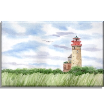 Leinwand 40 x 30 cm Keilrahmen Canvas-Leinen Aquarell Maritim Kunst Druck Kunstdruck Ostsee Leuchtturm Kap Arkona